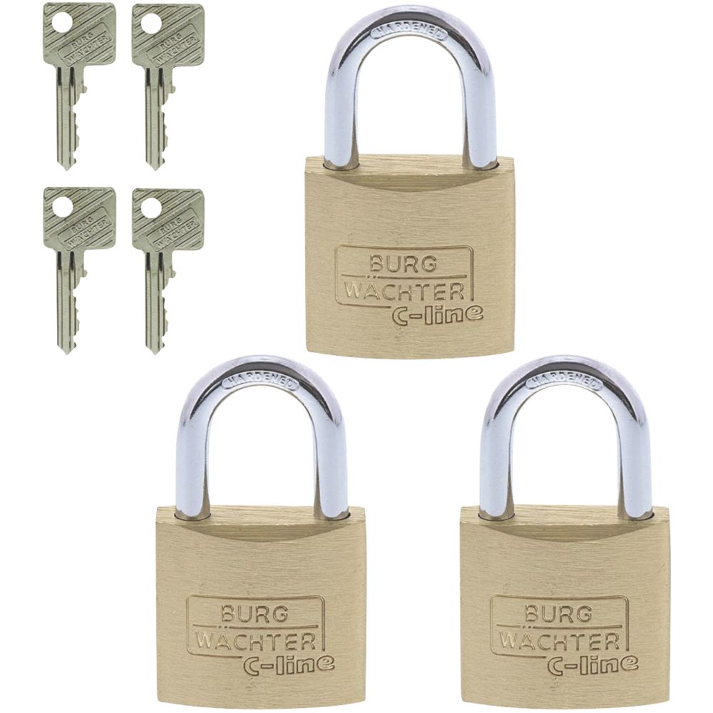Sterling Brass Keyed Alike Long Shackle Padlocks 30mm 3 Pack Screwfix