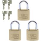 Sterling  Brass Keyed Alike  Long Shackle  Padlocks 30mm 3 Pack