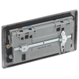 British General Nexus Metal 13A 2-Gang SP Switched Socket + 3A 45W 2-Outlet Type A & C USB Charger Antique Brass with Black Inserts