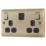 British General Nexus Metal 13A 2-Gang SP Switched Socket + 3A 45W 2-Outlet Type A & C USB Charger Antique Brass with Black Inserts