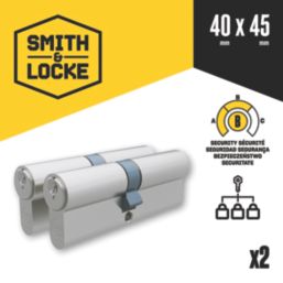 Smith & Locke 1 Star 6-Pin Euro Double Cylinder Locks 40-45 (85mm) Silver 2 Pack