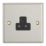 Contactum iConic 2A 1-Gang Unswitched Round Pin Socket Brushed Steel with Black Inserts