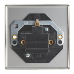 Contactum iConic 2A 1-Gang Unswitched Round Pin Socket Brushed Steel with Black Inserts