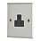Contactum iConic 2A 1-Gang Unswitched Round Pin Socket Brushed Steel with Black Inserts