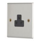 Contactum iConic 2A 1-Gang Unswitched Round Pin Socket Brushed Steel with Black Inserts