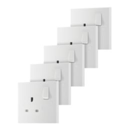 British General 900 Series 13A 1-Gang SP Switched Plug Sockets White   5 Pack