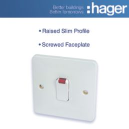 Hager Sollysta WMDP84N 20A 1-Gang 2P+E Control Switch White with LED