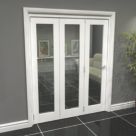 Green & Taylor  3-Door 1-Clear Light Primed White Wooden Shaker Internal Bi-Fold Door 2060mm x 1674mm