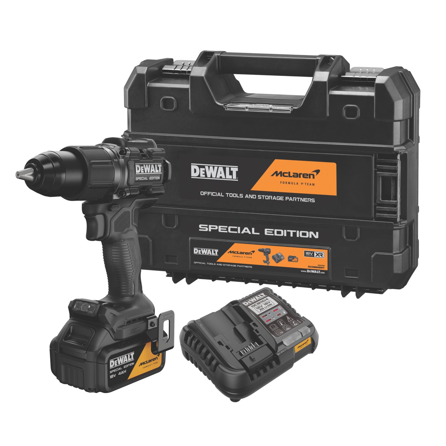DEWALT McLaren F1 Team DCD86MM1T-GB 18V 1 x 4.0Ah Li-Ion XR Brushless Cordless Combi Drill (749EH)