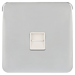 Schneider Electric Lisse Deco 1-Gang Slave Telephone Socket Polished Chrome with White Inserts