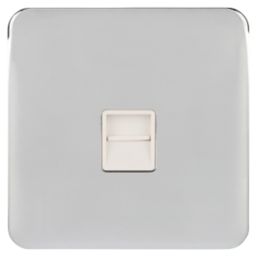 Schneider Electric Lisse Deco 1-Gang Slave Telephone Socket Polished Chrome with White Inserts