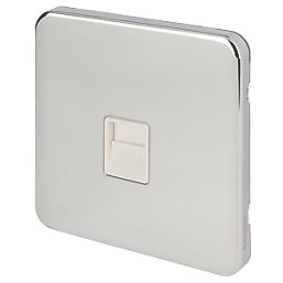 Schneider Electric Lisse Deco 1-Gang Slave Telephone Socket Polished Chrome with White Inserts
