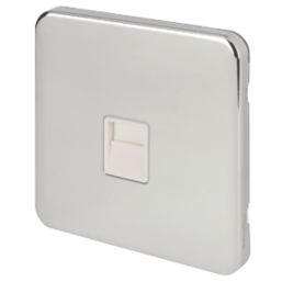 Schneider Electric Lisse Deco Slave Telephone Socket Polished Chrome with White Inserts