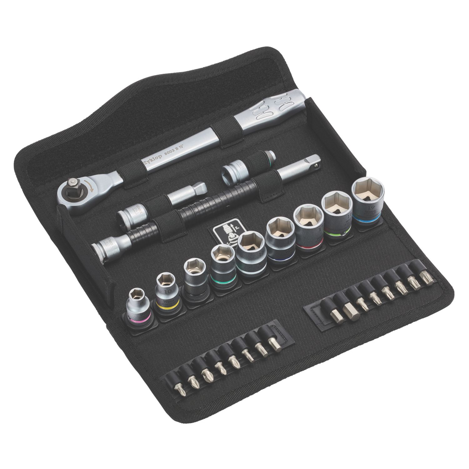 Wera 8100 SB 7 Zyklop Metal 3/8" Drive Ratchet & Socket Set 29 Pcs (749HF)