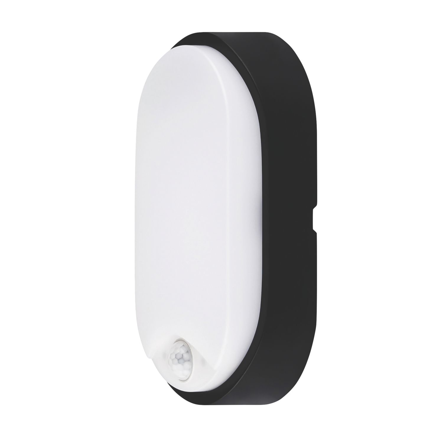 Luceco Eco Indoor & Outdoor Oval LED Decorative Bulkhead With PIR Sensor Black/White 10W 700lm (749JK)
