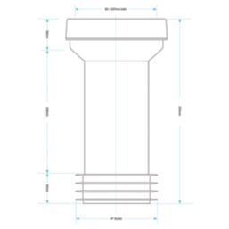 Viva  Rigid Straight Extended WC Pan Connector White 255mm