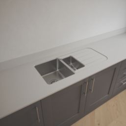 Metis  White Fleck Kitchen Worktop with 1.5 Bowl Stainless Steel Sink 3050mm x 620mm x 15mm