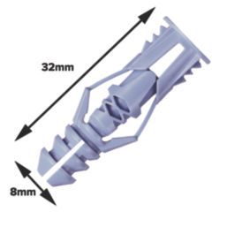 Cobra TripleGrip 5mm Universal Wall Fixings 8mm x 32mm 70 Pack