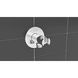 Bristan  Easyfit Contemporary Round Shower Wall Outlet with Handset Holder Bracket Chrome 80mm