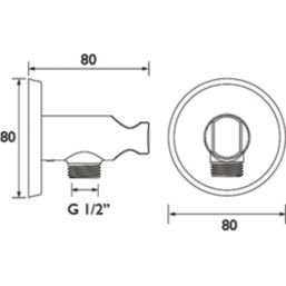 Bristan  Easyfit Contemporary Round Shower Wall Outlet with Handset Holder Bracket Chrome 80mm