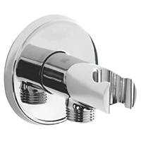 Bristan Easyfit Contemporary Round Shower Wall Outlet with Handset Holder Bracket Chrome 80mm