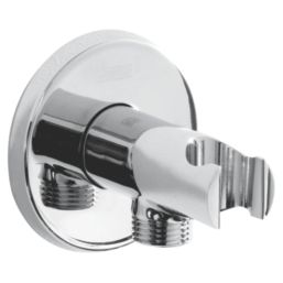 Bristan  Easyfit Contemporary Round Shower Wall Outlet with Handset Holder Bracket Chrome 80mm
