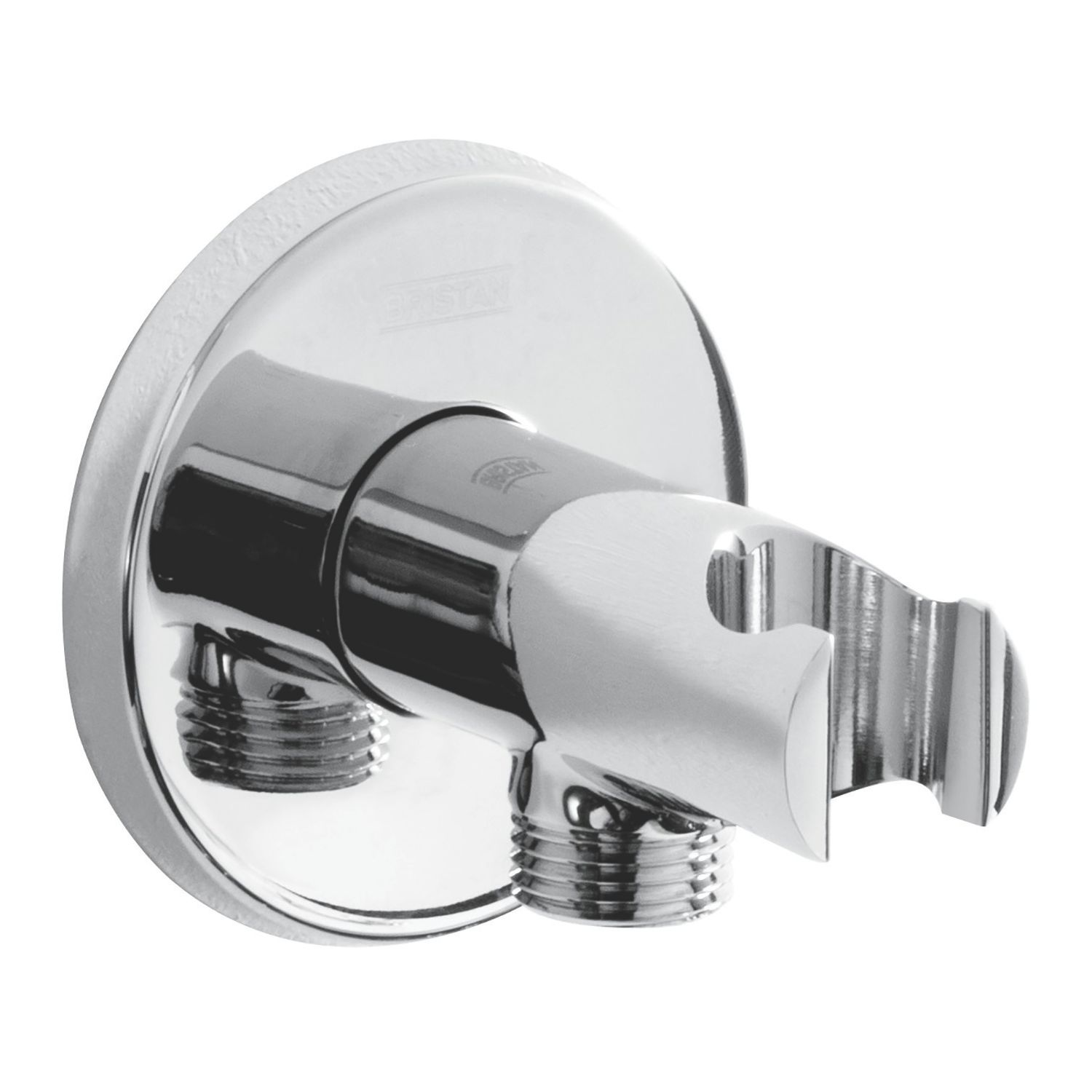 Bristan Easyfit Contemporary Round Shower Wall Outlet with Handset Holder Bracket Chrome 80mm (749RJ)