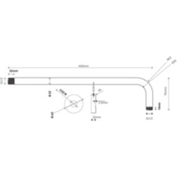 Swirl  Shower Arm Black 450mm x 22mm