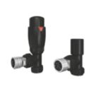 ETAL Danva 15mm x 1/2" Satin Black Angled Modern Thermostatic Radiator Valve & Lockshield