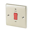 British General Nexus Metal 45A 1-Gang 2-Pole Cooker Switch Pearl Nickel with LED with Red Inserts