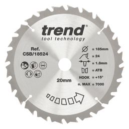 Trend  Wood/Chipboard/MDF Circular Saw Blade 185mm x 20mm 24T