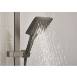 Bristan Quadrato Rear-Fed Exposed Gun Metal Grey Thermostatic Adjustable Rigid Riser Bar Shower