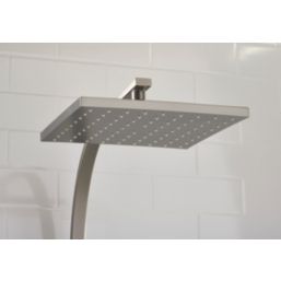 Bristan Quadrato Rear-Fed Exposed Gun Metal Grey Thermostatic Adjustable Rigid Riser Bar Shower