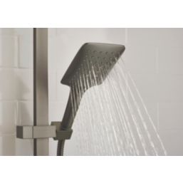Bristan Quadrato Rear-Fed Exposed Gun Metal Grey Thermostatic Adjustable Rigid Riser Bar Shower