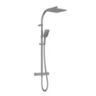 Bristan Quadrato Rear-Fed Exposed Gun Metal Grey Thermostatic Adjustable Rigid Riser Bar Shower