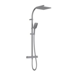 Bristan Quadrato Rear-Fed Exposed Gun Metal Grey Thermostatic Adjustable Rigid Riser Bar Shower