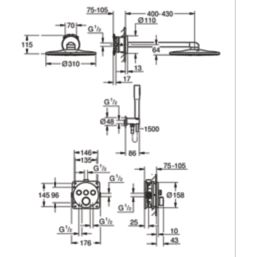 Grohe Precision SmartControl HP Rear-Fed Concealed Matt Black Thermostatic Shower System