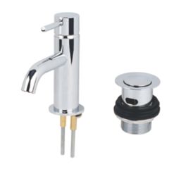 Refurb Swirl Ola Chrome 117mm Cloakroom Lever Mono Basin Mixer Tap  With Clicker Waste