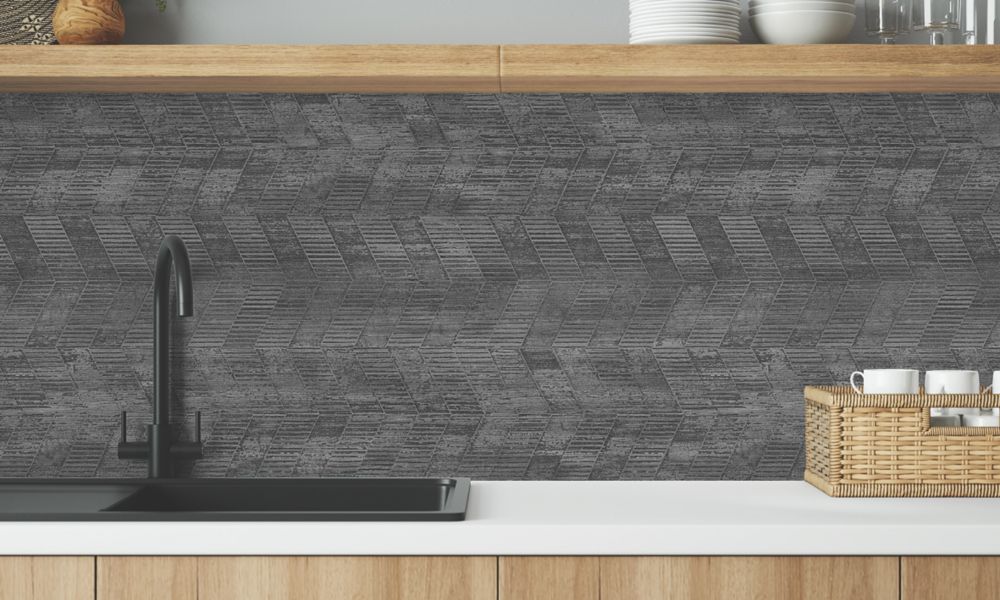 Wilsonart  Concrete Chevron Mid-Rise Splashback 3050mm x 600mm x 4mm