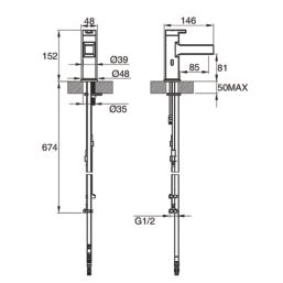 Thomas Denby ESTO Chrome  152mm Standard Round Head Battery-Powered Touch-Free Basin Mixer Tap