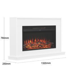 Be Modern Farleigh Grande Electric Fire Suite White 1320mm x 250mm x 760mm