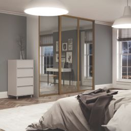 Spacepro Shaker 1-Door Sliding Wardrobe Door Oak Frame Mirror Panel 914mm x 2260mm