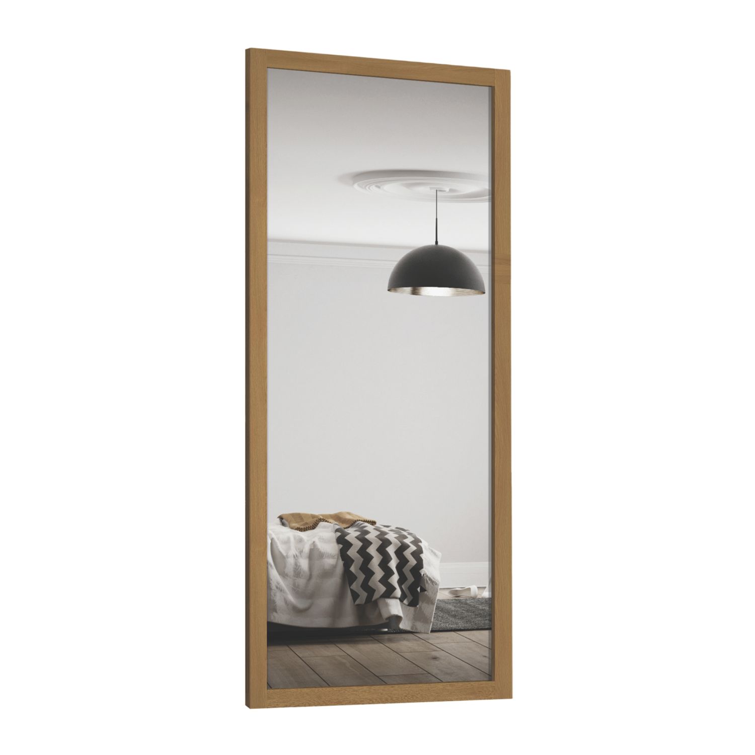 Spacepro Shaker 1-Door Sliding Wardrobe Door Oak Frame Mirror Panel 914mm x 2260mm (7511V)