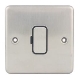 Hager Sollysta WRSU83BSB  13A Unswitched Fused Spur  Brushed Steel with Black Inserts