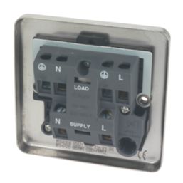 Hager Sollysta WRSU83BSB  13A Unswitched Fused Spur  Brushed Steel with Black Inserts