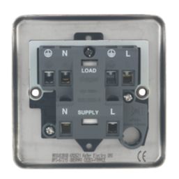 Hager Sollysta WRSU83BSB  13A Unswitched Fused Spur  Brushed Steel with Black Inserts