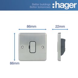 Hager Sollysta WRSU83BSB  13A Unswitched Fused Spur  Brushed Steel with Black Inserts