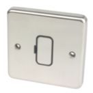 Hager Sollysta WRSU83BSB  13A Unswitched Fused Spur  Brushed Steel with Black Inserts