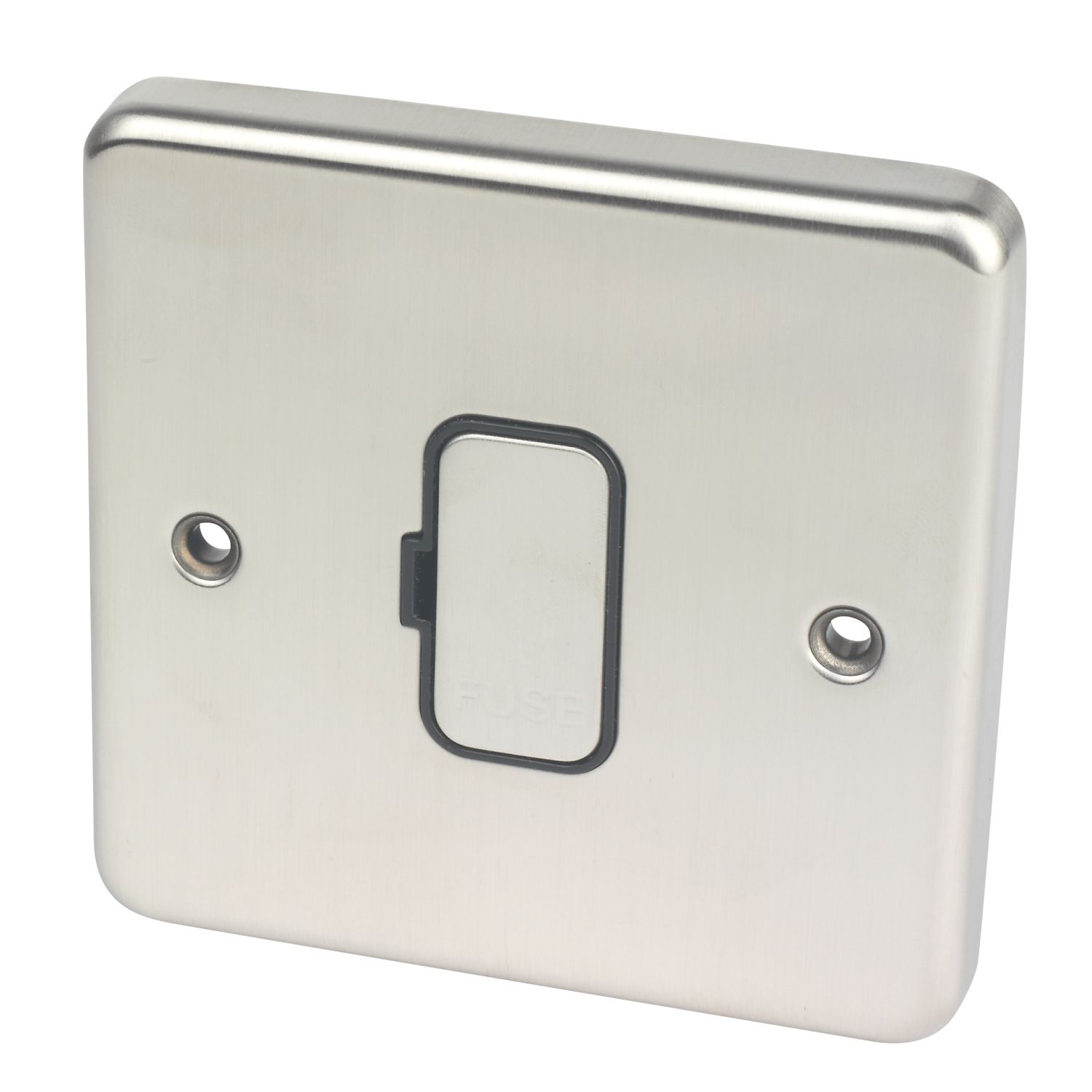 Hager Sollysta WRSU83BSB 13A Unswitched Fused Spur Brushed Steel with Black Inserts (751AM)