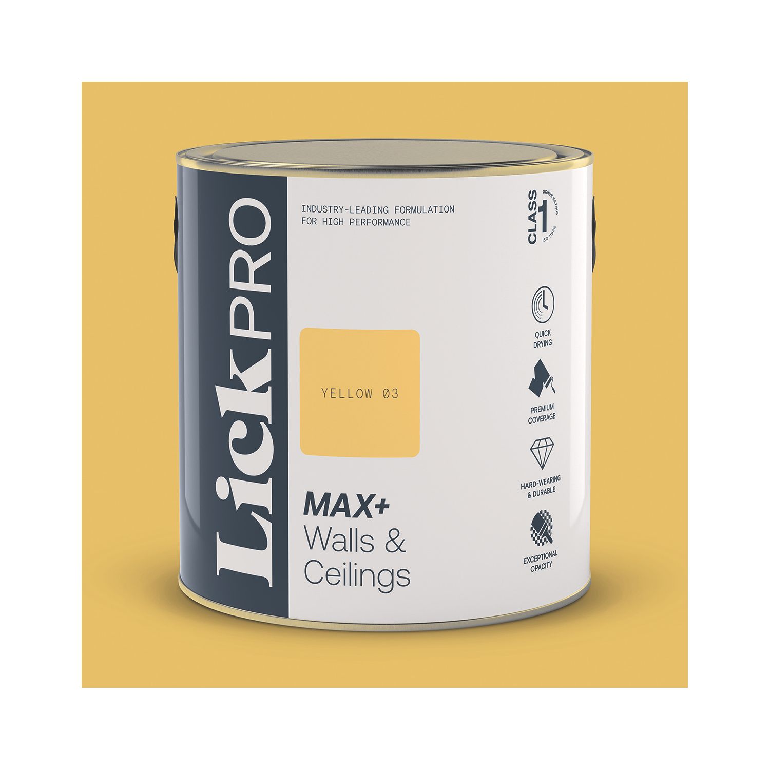 LickPro Max+ 2.5Ltr Yellow 03 Eggshell Emulsion Paint (751JY)
